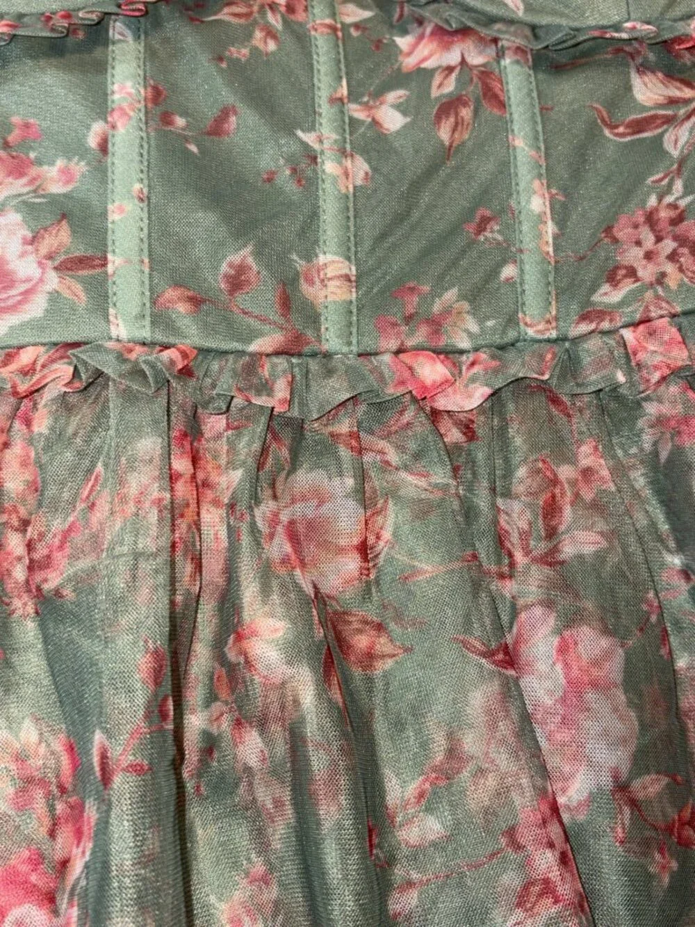 VICI Floral Corset Tiered Mesh Maxi Dress Cottagecore Fairycore Romantic Medium - Picture 7 of 10